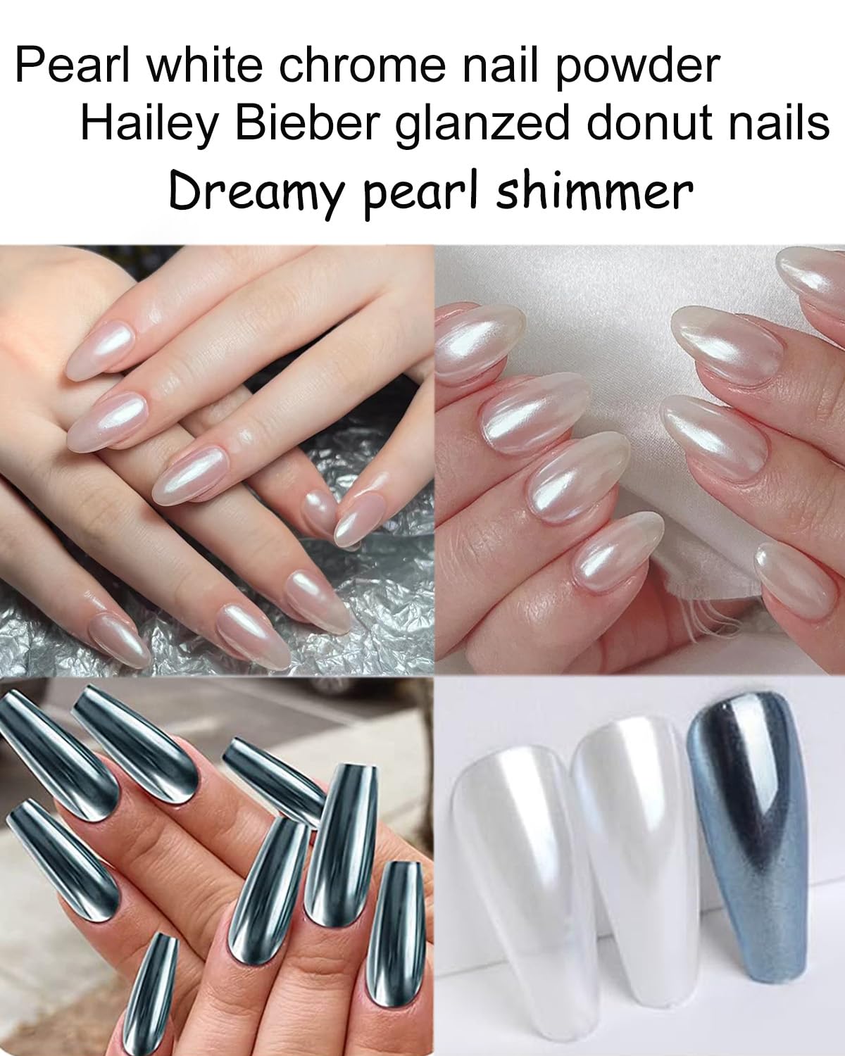 Wahshei 6 Chromowy Puder do Paznokci, Chromowy Puder z Efektem Lustra, Holo Chromowy Puder, Puder z Efektem Perłowym do Paznokci Glazed Donut