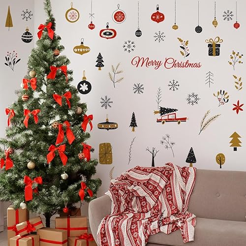 Miniatura 15 de Calcomanías de pared para árbol de Navidad, calcomanías de pared de árbol de Navidad, vinilo de Feliz Navidad, calcomanía de arte de pared extraíble
