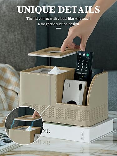 Miniatura 5 de Funda cuadrada multifuncional para caja de pañuelos con almacenamiento, moderno soporte para pañuelos Kleenex, soporte para control remoto, soporte