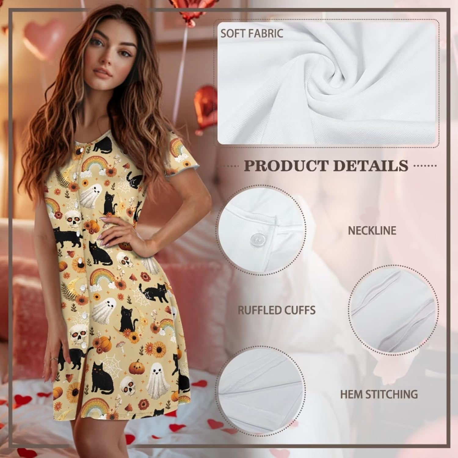 Matching Pajamas for Couples Comfortable Men And Women Matching Outfits Casual Lightweight Button Down Nightgowns