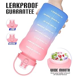 HydroPal 1 Gallon Water Bottles with Straw, 128 oz / 3.8L Water Bottle BPA Free Innovative 2-IN-1 Lid Gym Bottle with Times to Drink Motivational, Large for Sports Fitness Camping Water Jug One Gallon