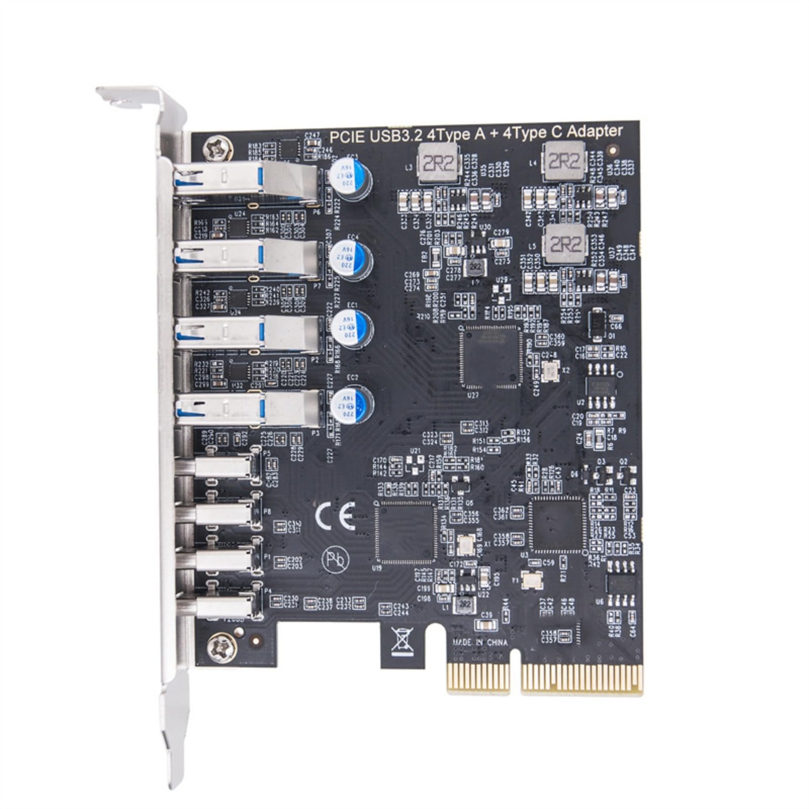 YUGSHNKFC Advanced 8Port PCIE to USB3.2 Expansion Card for Widely Compatibility ASM3142+VL822+VL822 Main Chip 10Gbps Transfer
