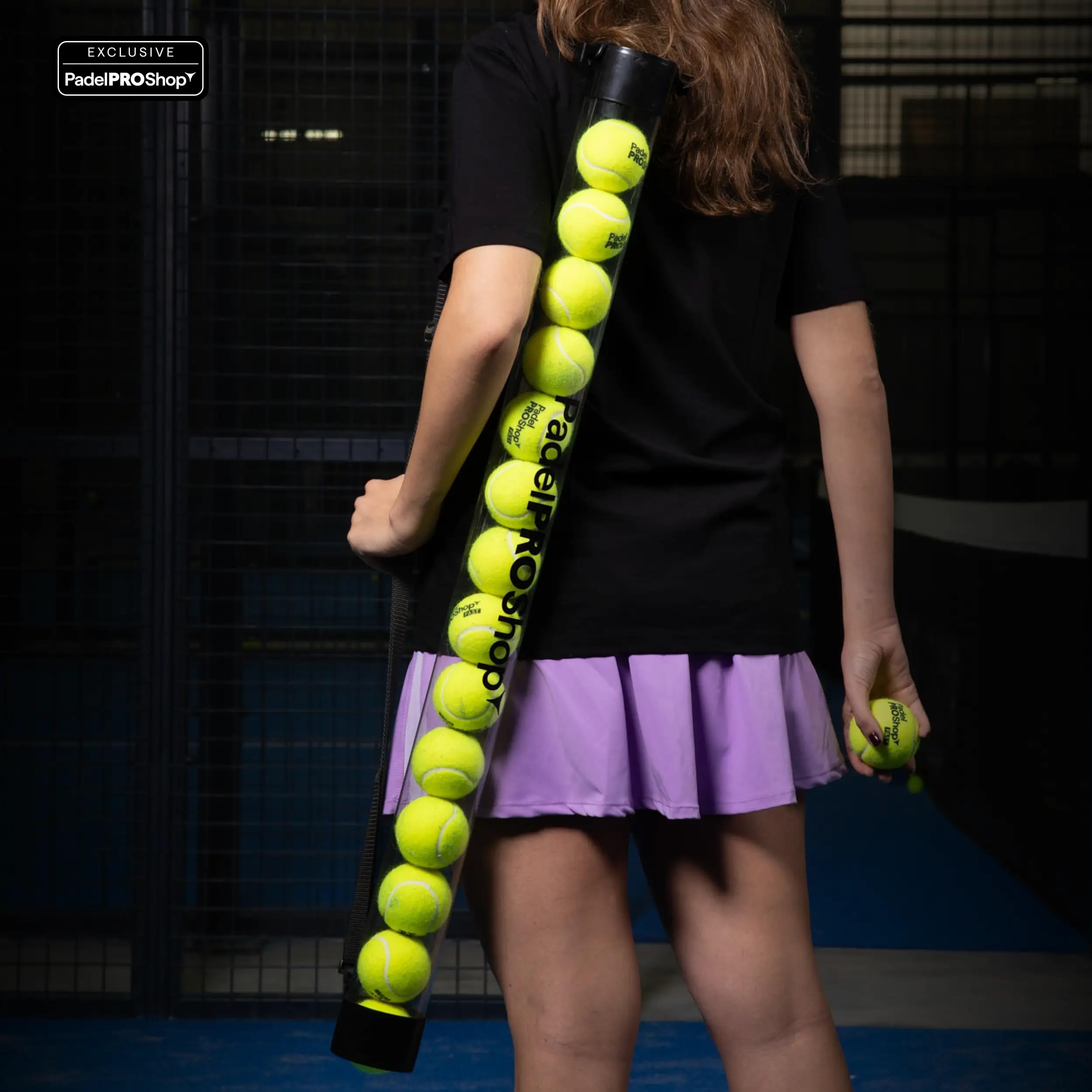 Padel Pro Shop Tubo Recogepelotas de Pádel Transparente 2026 - Recogedor de Pelotas con Capacidad para 15 Bolas, Diseño Ergonómico y Resistente para Entrenamiento Profesional