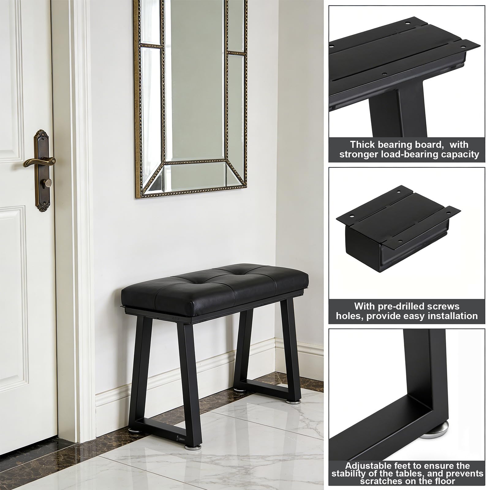 16" Gambe per Mobili in Metallo, Gambe per Tavolo Panche Robuste Nere, Supporti Fai da Te per Tavoli da Pranzo Scrivanie Sedie, Altezza 40 cm x Larghezza 30 cm, Set da 2 (16" T-Type)