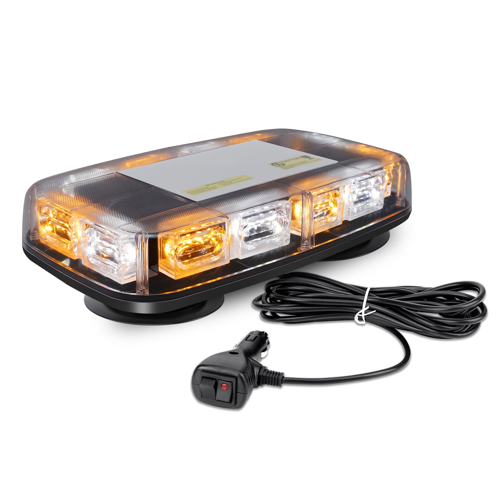 White Amber LED Strobe Roof Light 48 LED Car Roof Top Emergency Warning Light 12V-24V Recovery Strobe Beacon Light 16 Flash Modes with Magnetic Base For Car Truck Vehicles (1PCS)