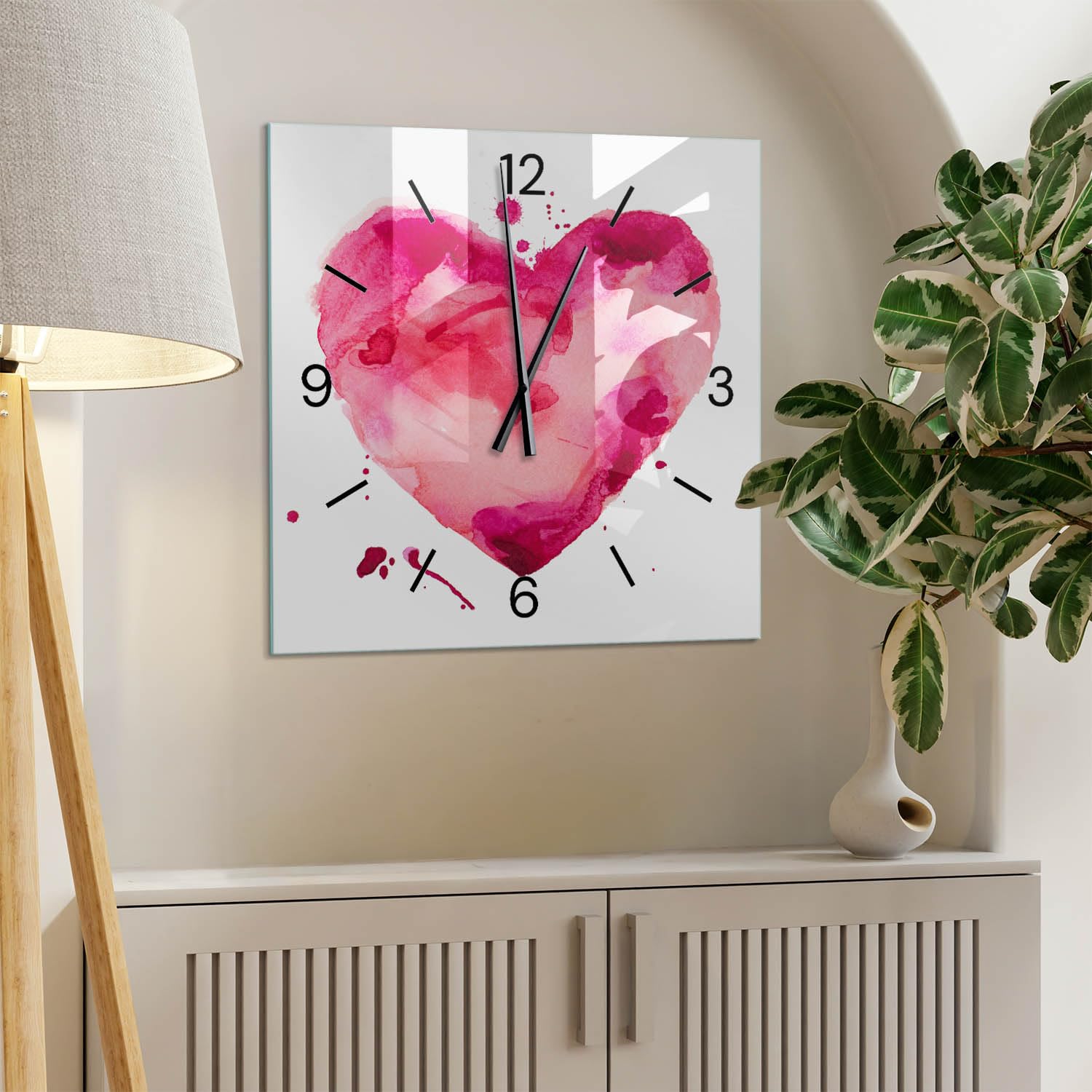 Horloge Murale Moderne 60x60 cm | Aiguilles Noires | Carrée