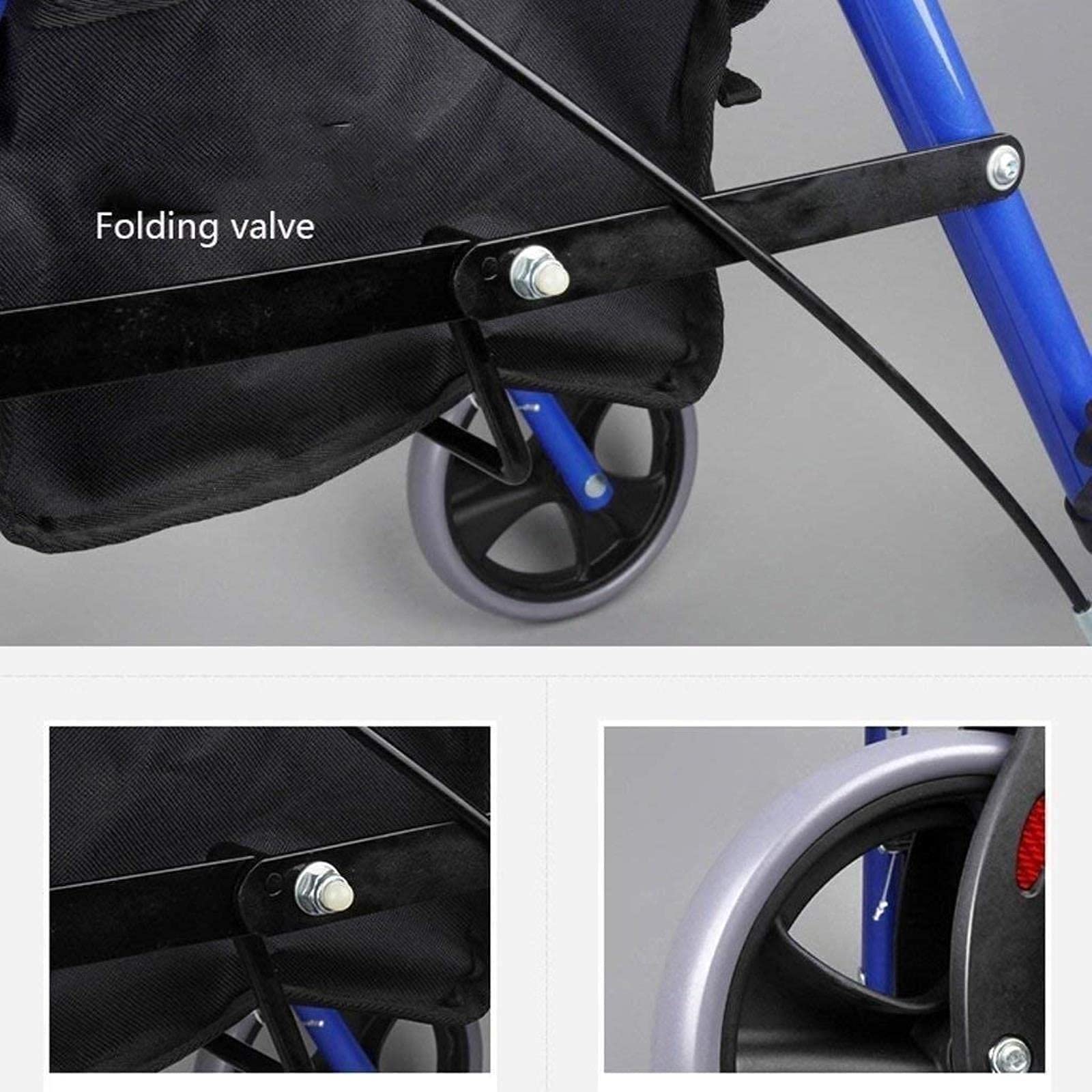 Rollator Walker Rama do chodzenia Standardowy chodzik Rollator Roller Walker dla osób starszych - aluminiowy składany chodzik, wózek z regulacją wysokości Comfortable anniversary