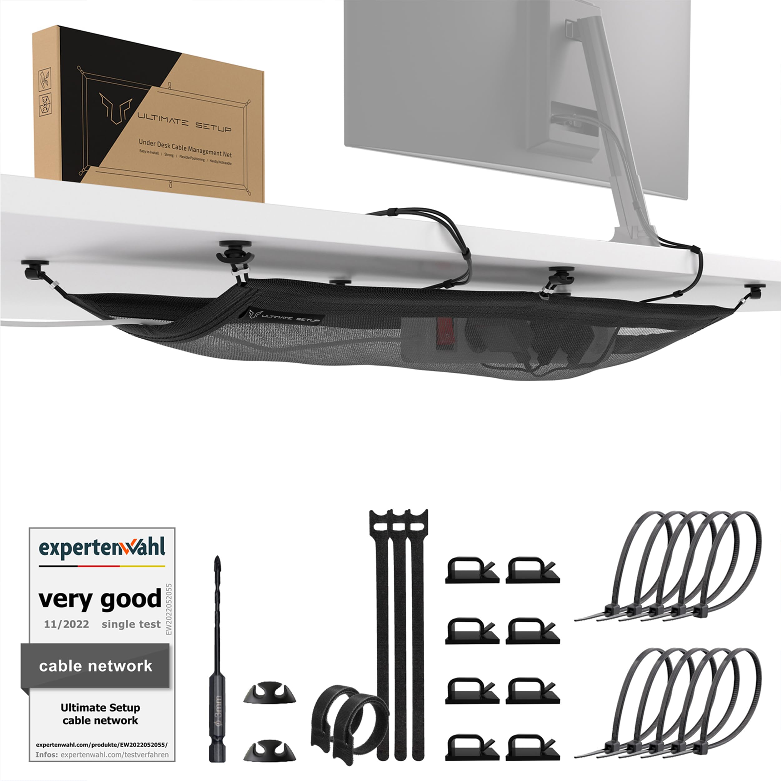 Cable management scrivania - Raccogli cavi scrivania sotto - Porta cavi scrivania - nascondi cavi scrivania - Organizer cavi scrivania - Passacavi scrivania - canalina passacavi scrivania (nero)