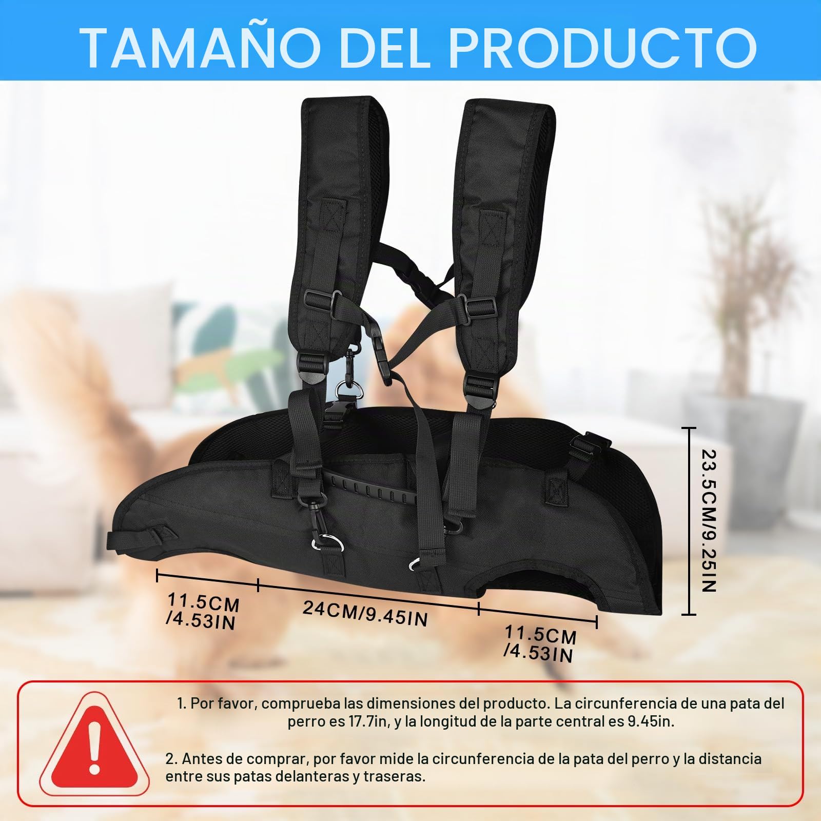 Arnés de elevación para perros grandes, mochila de emergencia, mochila para perros con asas, soporte de seguridad para discapacitados, heridos o medianos perros mayores L