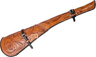Hulara_ Western Genuine Leather Rifle Scabbard Hand Tooled Gun Case Shotgun Barrel Sleeve Hardcase Saddleâ€¦ (Brown)