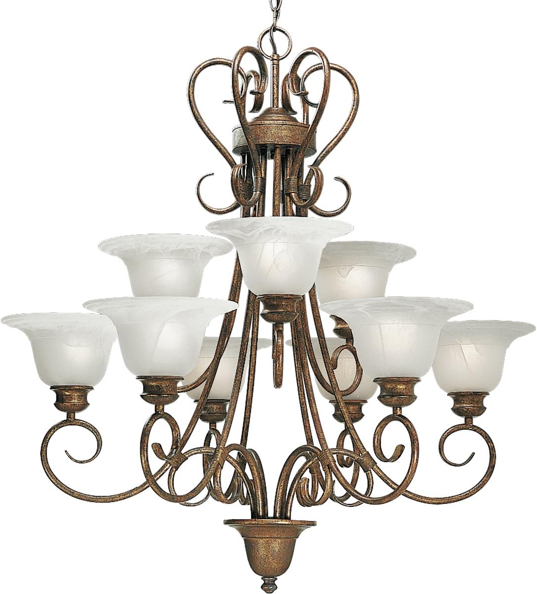 Progress Lighting P4045-27 Nine-Light Foyer Fixture with White ...
