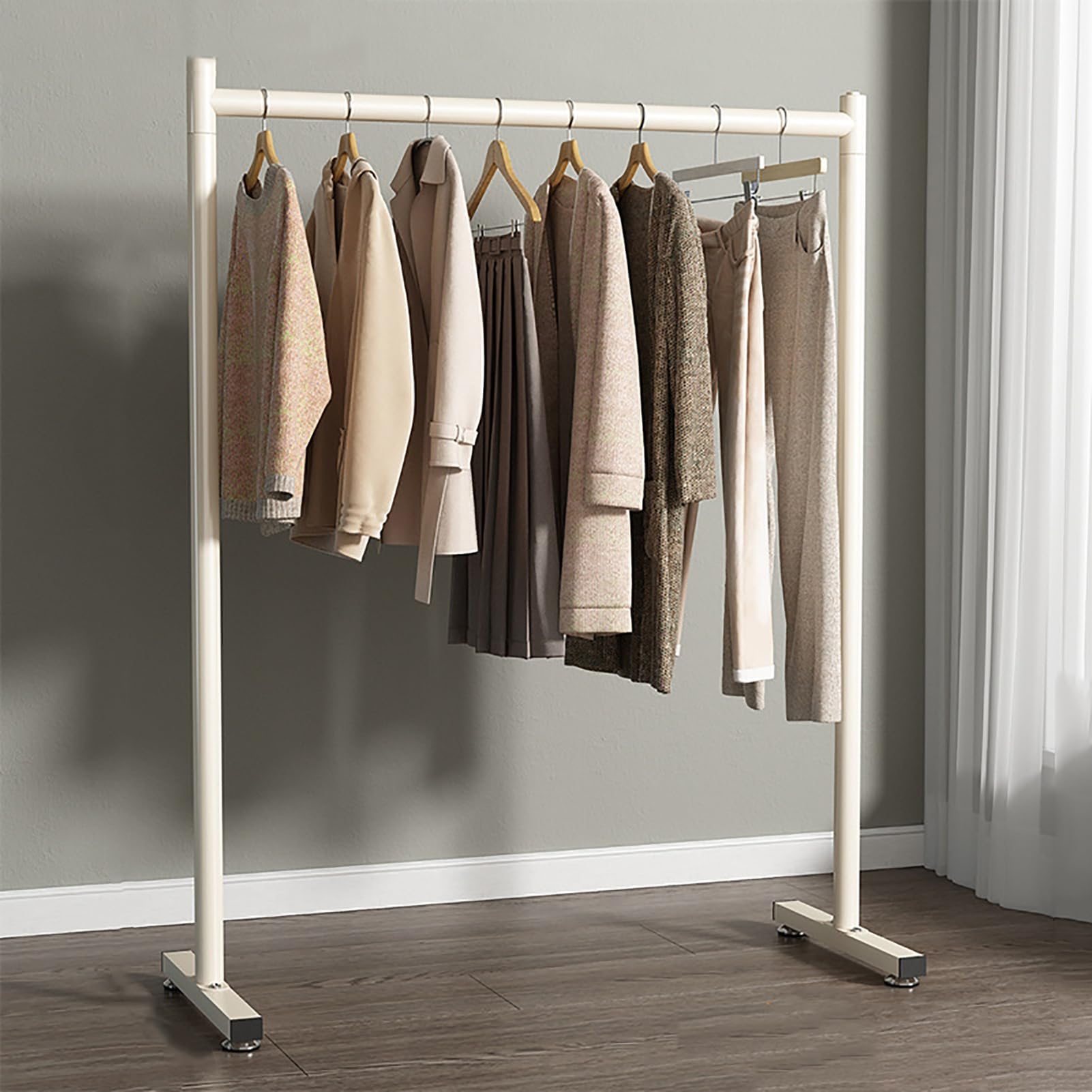 DETMOL Sturdy clothes rack – freestanding clothes rack for hanging coats, shirts, and dresses. Stable metal clothes organizer – space-saving storage solution for home and retail.