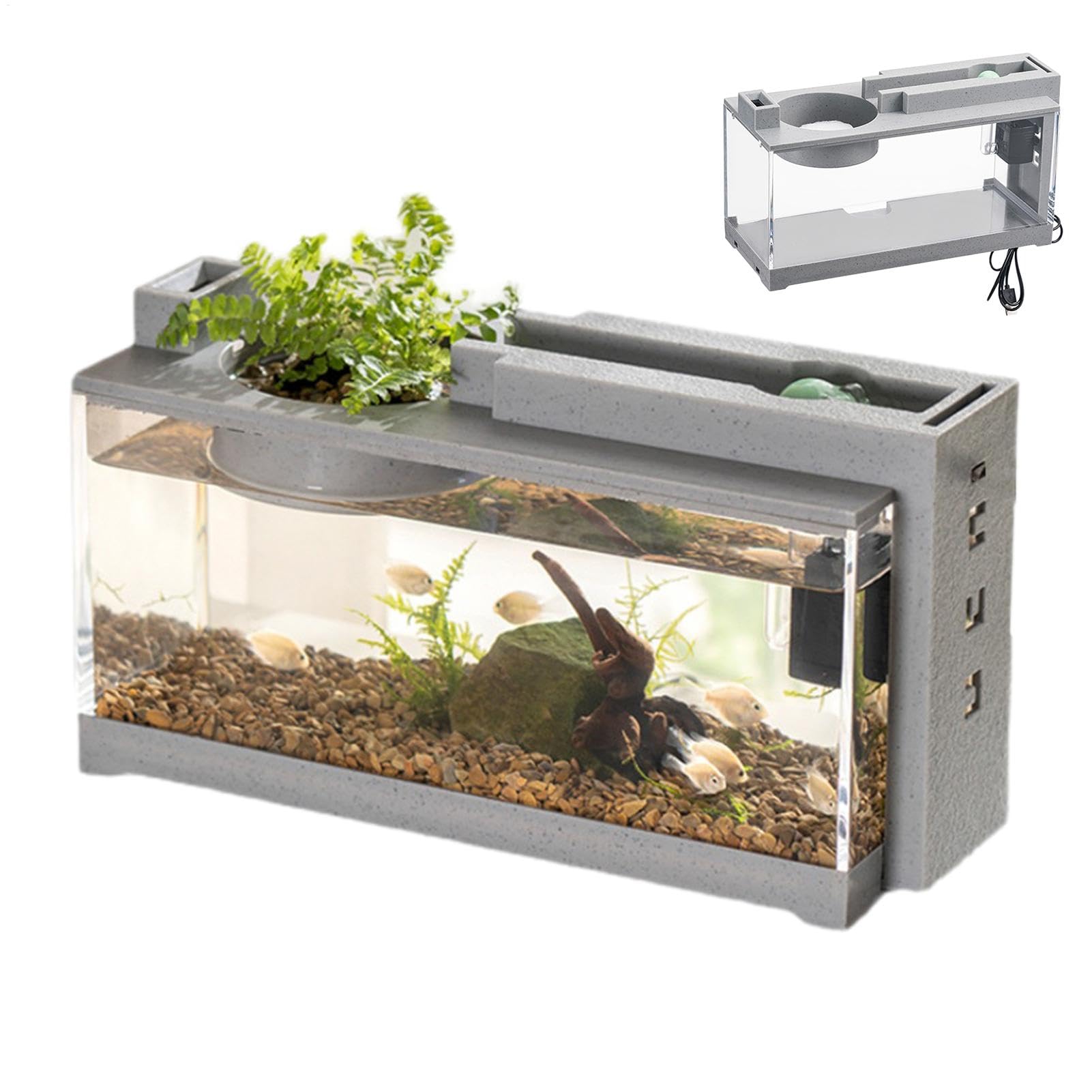 Acuario de Mesa Miini con Bomba de Aire, Acuario silencioso y Moderno para | bettas, Tortugas, camarones, Musgo, Coral, Ideal para pequeñas Criaturas acuáticas, también Puede Utilizarse como