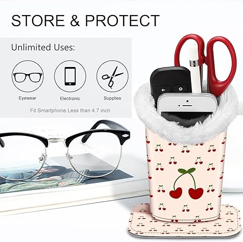 Miniatura 217 de Fintie Soporte para anteojos forrado de felpa con base magnética, estuche de cuero vegano prémium para lentes