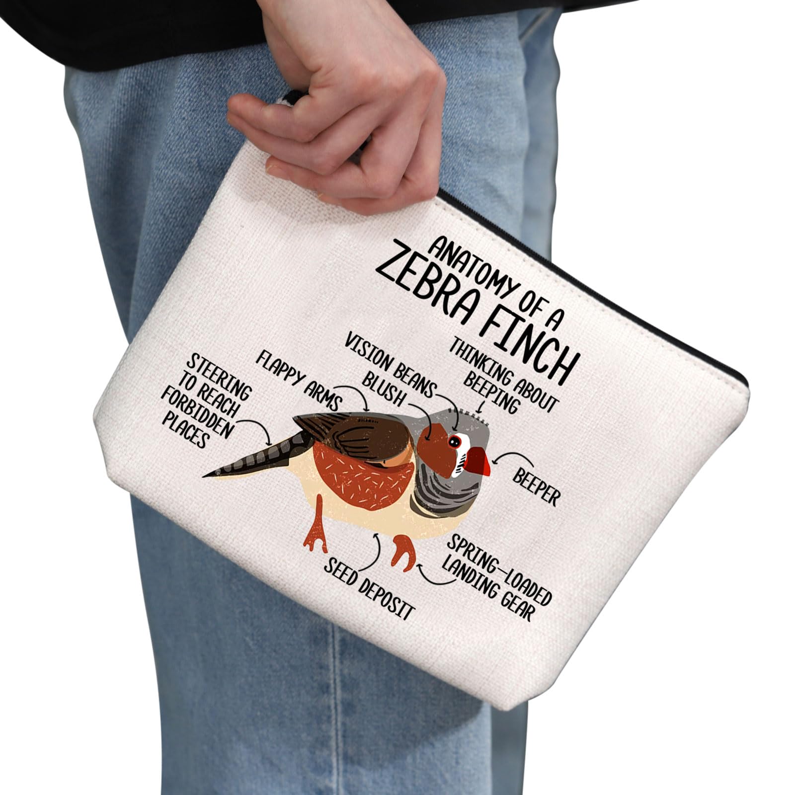 PYOUL Zebra Finch Lover Gift Anatomy of A Zebra Finch Makeup Bag Zebra Finch Mom Cosmetic Bag Zebra Finch Bird Owner Merch (A Zebra Finch Bag) - Image 2