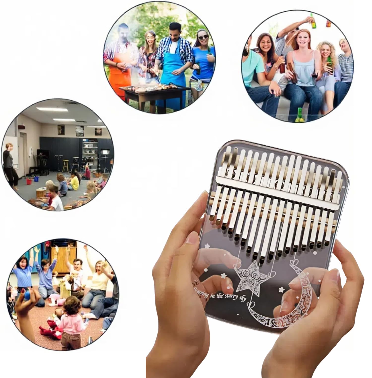 Kalimba 21 Schlüssel, Crystal Fingerklaviere，Professionelle Daumenklavier Carlimba, Mbira Instrumente für Erwachsene und Kinder (Weiß)