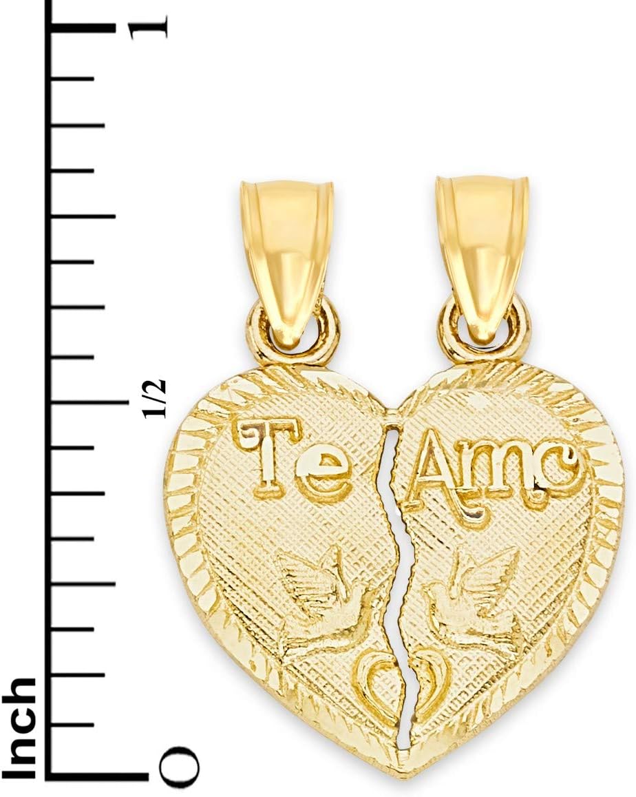 10k Real Solid Gold Te Amo Breakable Heart Pendant, Fine Jewelry Gifts to Share for Her - Image 3