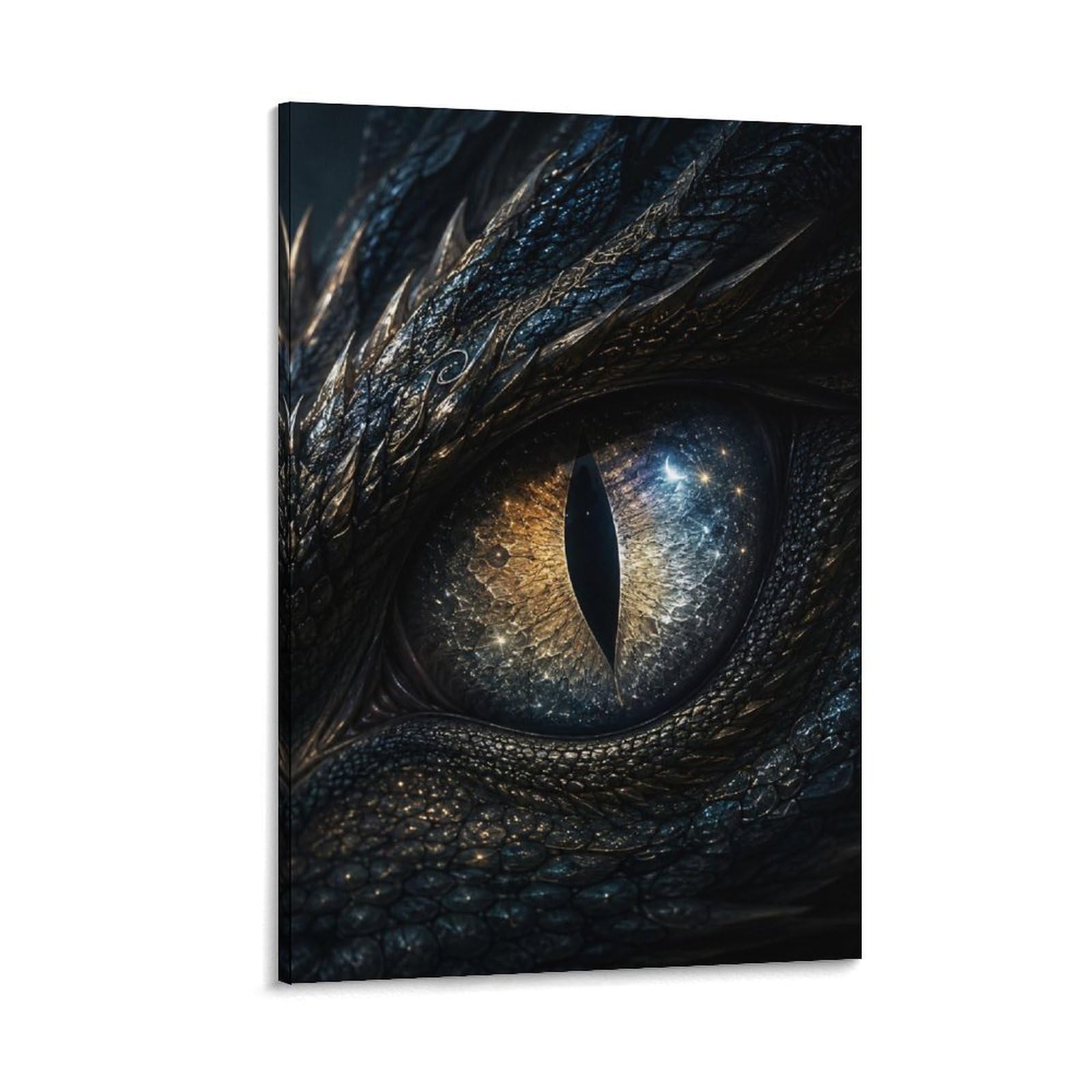 W7C8U2X3 Blue Cosmic Dragon Eye Canvas Wall Art, Mythical Dragon Wall Art