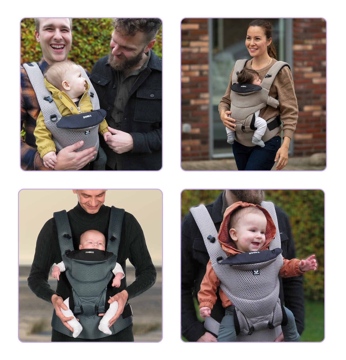 Dooky Urban Comfort - Portabebés ergonómico (apto desde el nacimiento 0-3 años y 3,5-15 kg, material transpirable, tres opciones de transporte diferentes), color negro