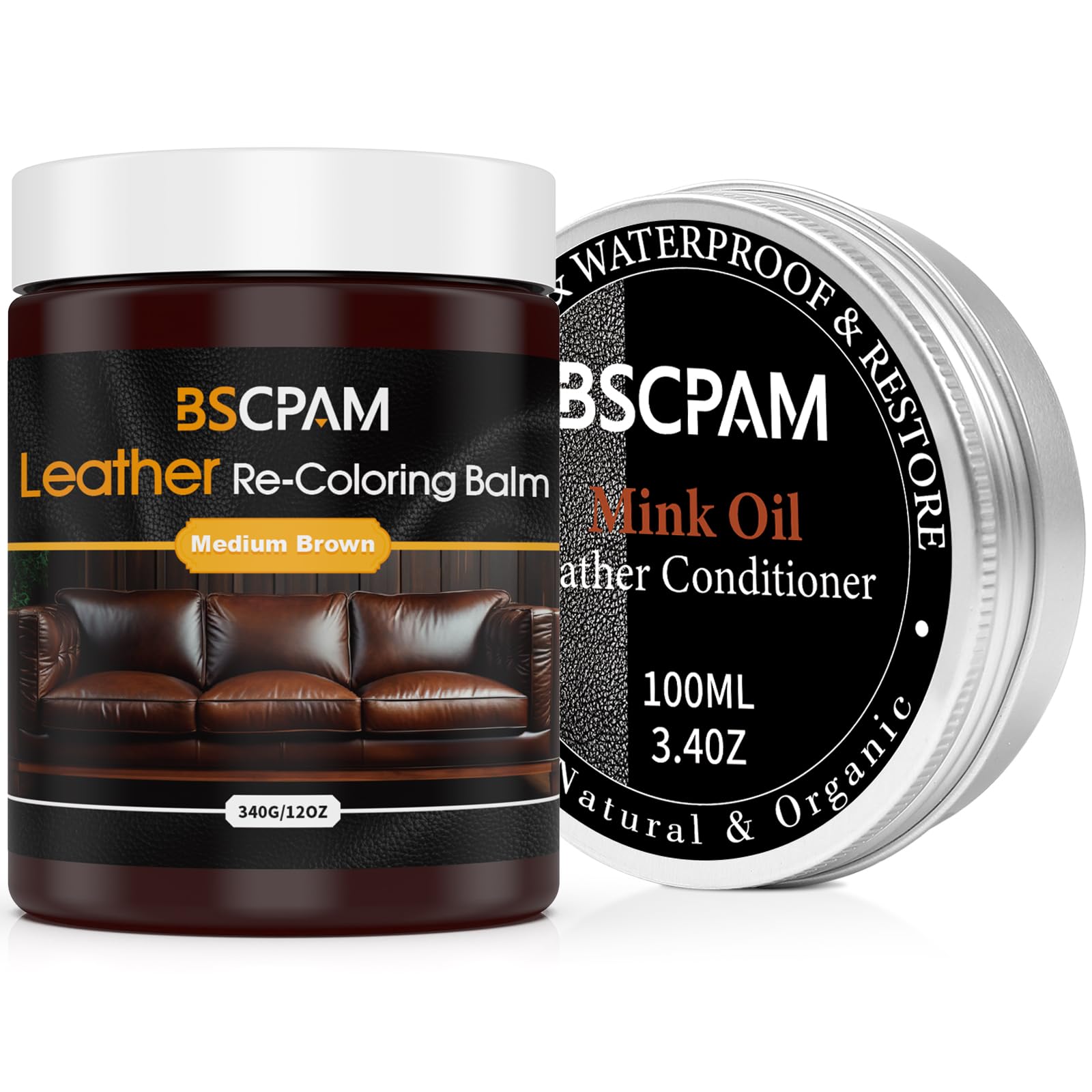 Light Brown Leather Recoloring Balm,8.5oz Leather Sofa Scratch/Stain Remover,Leather Repair kit for Vinyl Furniture and Car Interior,Leather Dye Paint for Scratched and Faded,Leather Color Restorer — view 31