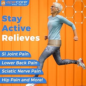 APECORE Sacroiliac SI Joint Hip Belt - Lower Back Support Brace for Women and Men - Hip Brace for Hip Pain - Pelvic Support Belt - Trochanteric Belt - Sciatica Pelvis Lumbar Pain Relief