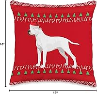 Vista 4 de Christmas Dogo Argentino Ugly Argentinian Mastiff Dogo Argentino - Almohada de Navidad, 16 x 16, multicolor