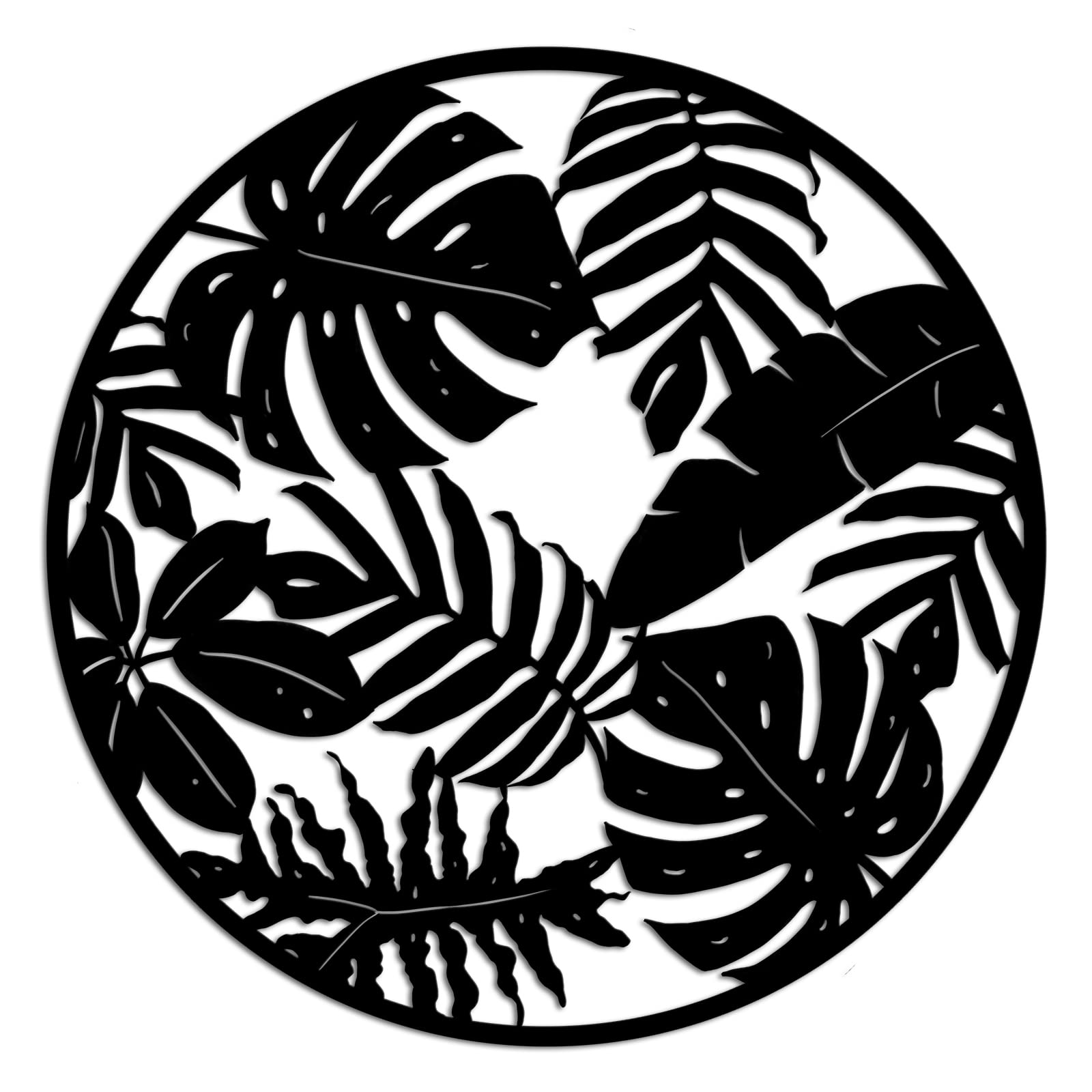 RnnJoile Metal Leaves Wall Art Decor Rustic Tropical Palm Leaf Decorations Sculpture for Home Living Room Indoor Outdoor Decorations