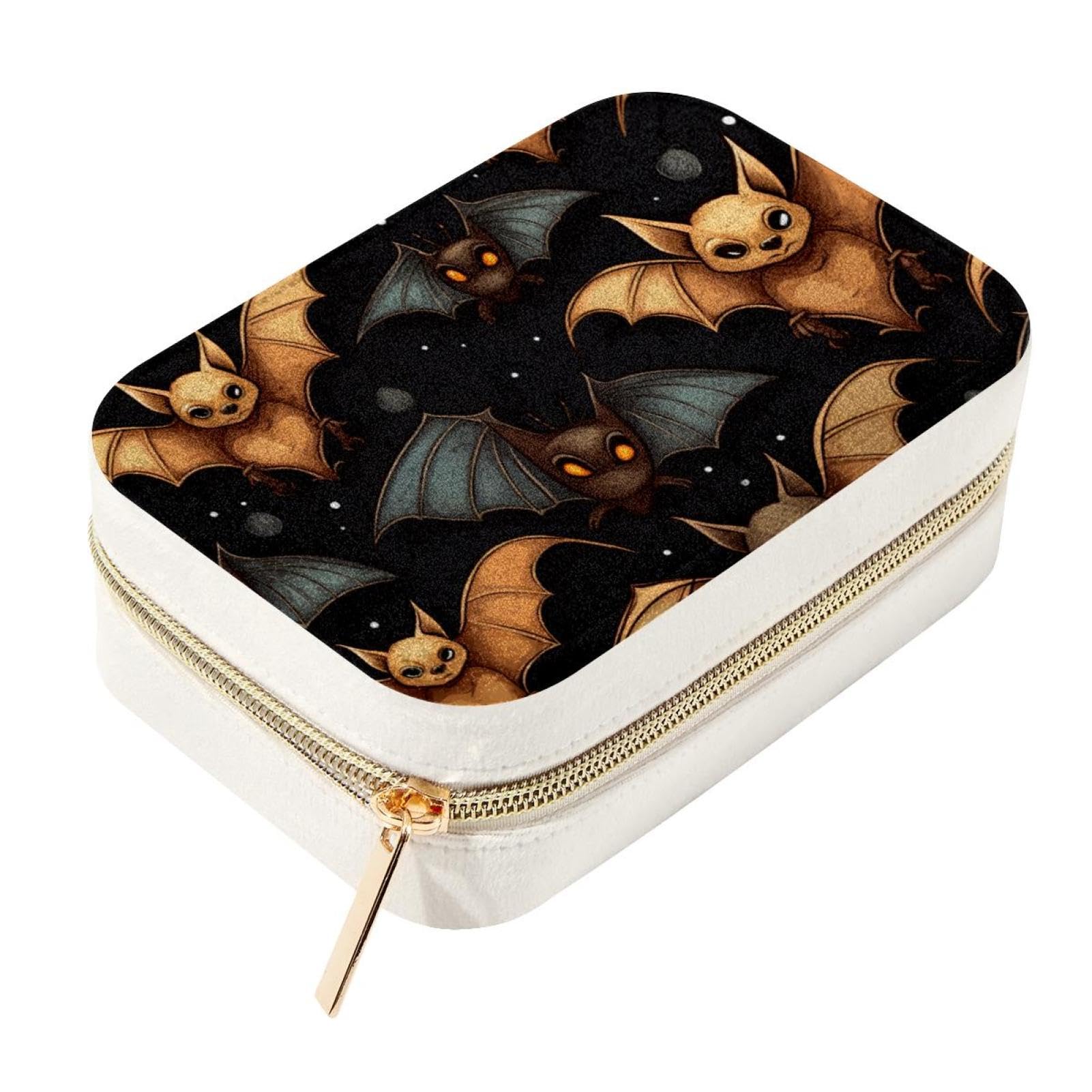 Boîte à bijoux chauve-souris Halloween avec fermeture éclair