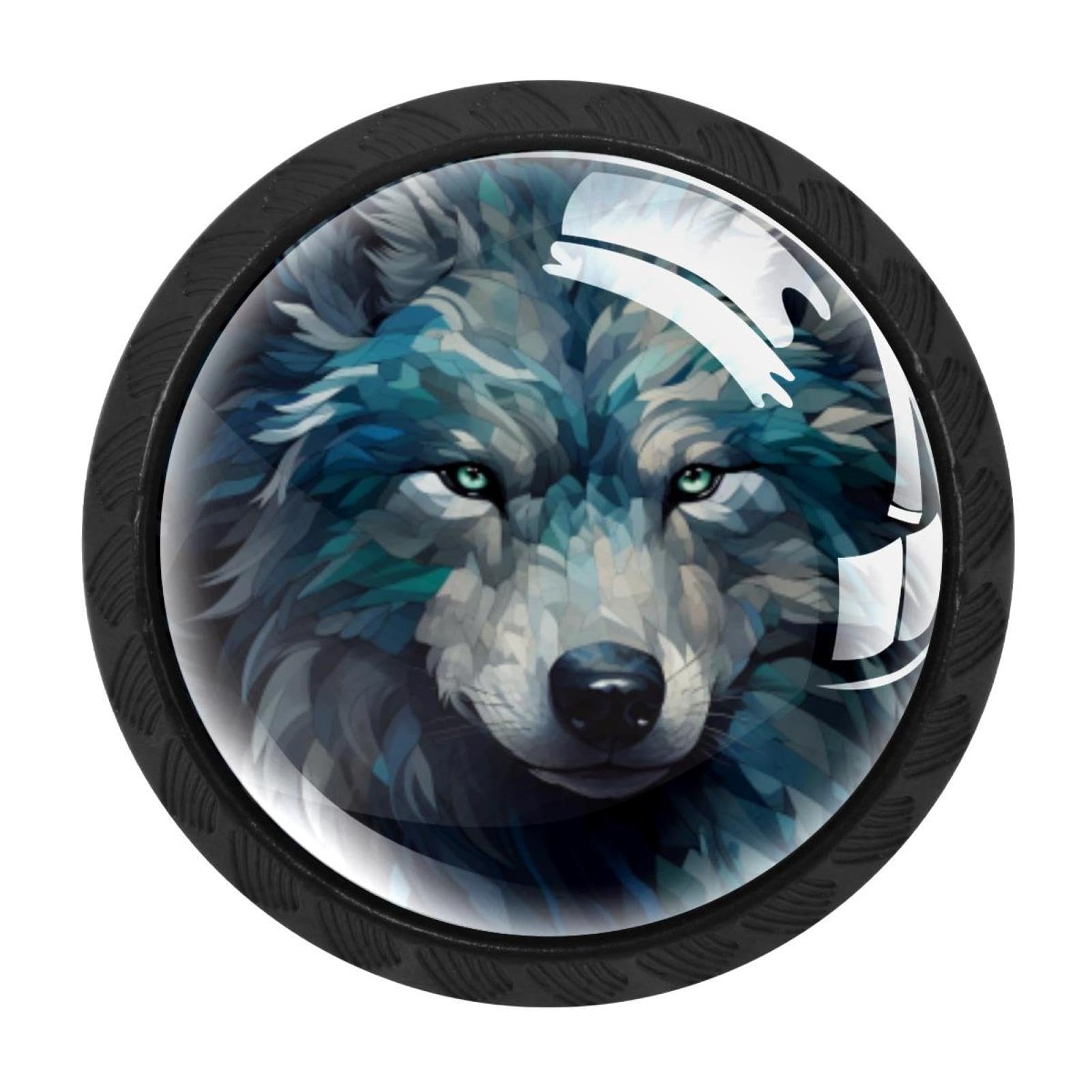CHENZZZZ 4 pcs Wolf Cabinet Knobs Crystal Drawer Pulls for Kitchen, Bathroom Cabinet, Dresser and Cupboard