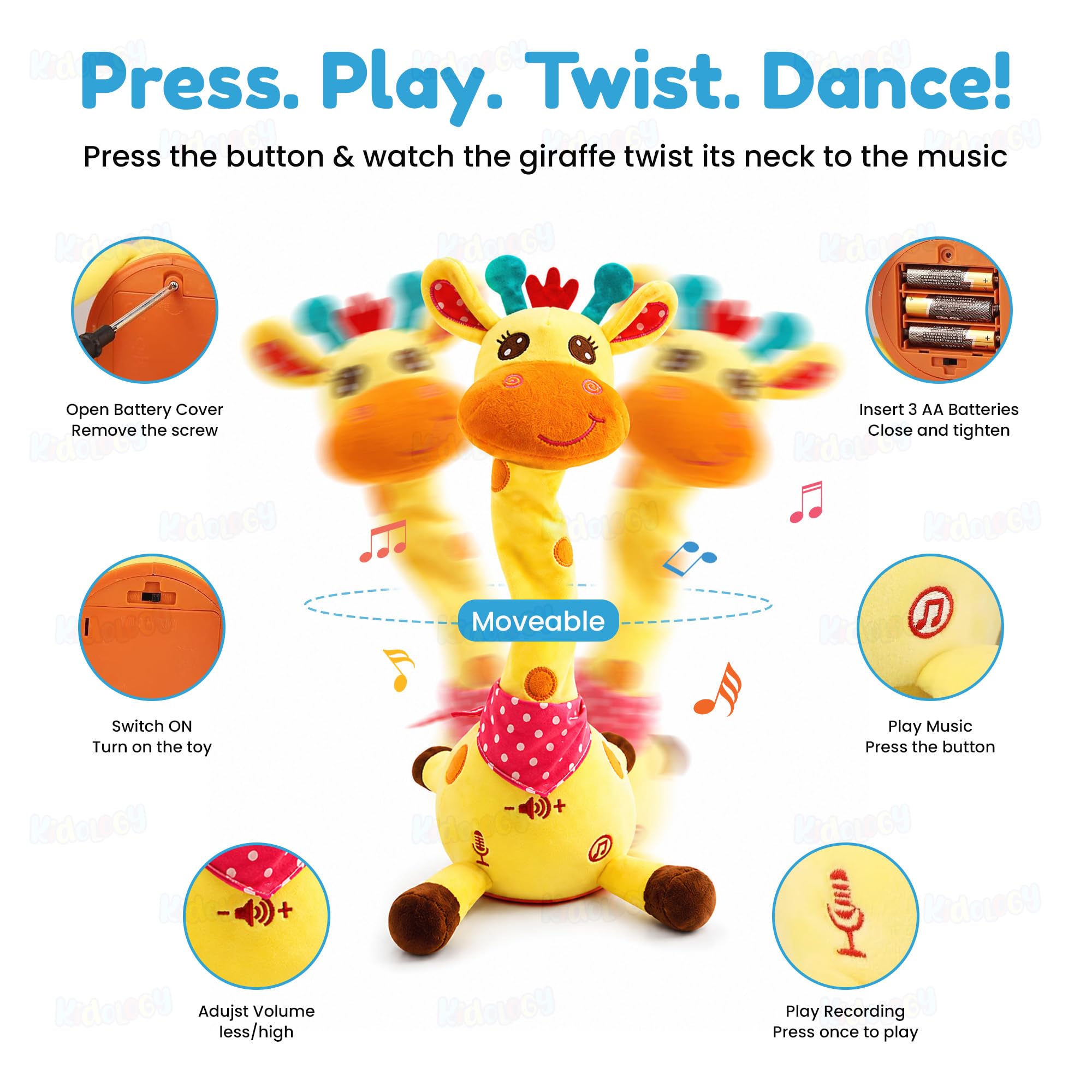 Kidology Dancing Giraffe Toy - Musical & Interactive! -4 Kidology Dancing Giraffe Toy - Musical & Interactive! -4