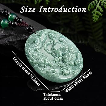 Amazon | Xgimas 手彫り ドラゴン タイガー 天然翡翠 ペンダント