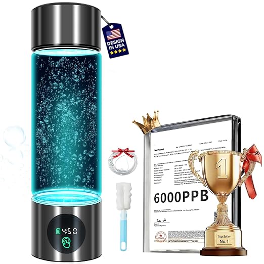 Clcepore Hydrogen Water Bottle - Borosilicate Glass, 6000 PPB