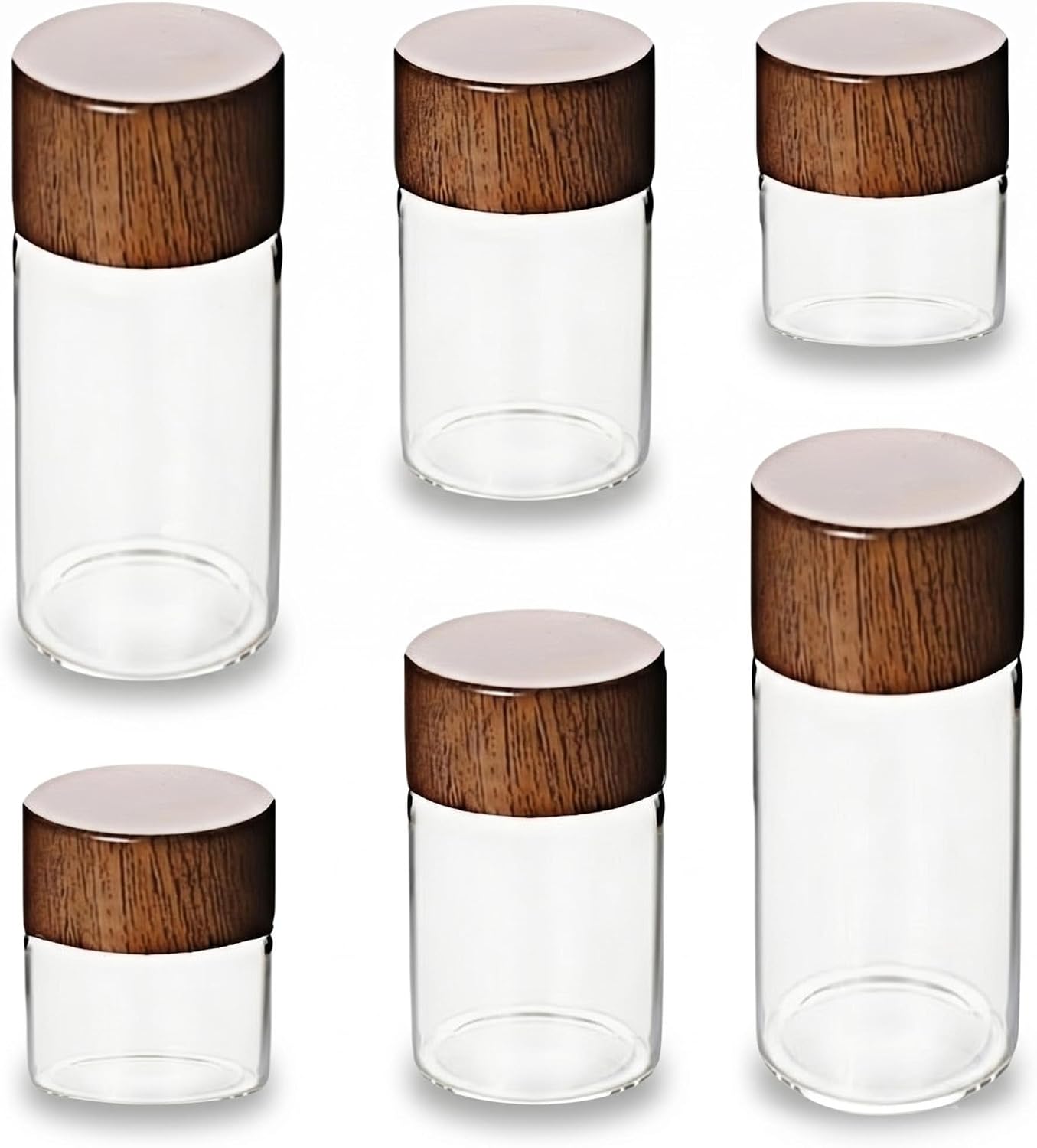 6-piece mini glass sealed container set, sizes 10ml, 20ml, 30ml