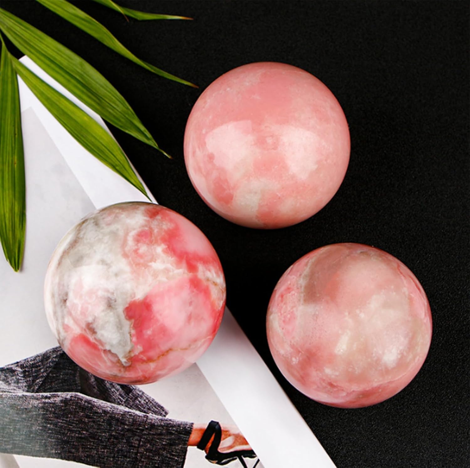 Decoration Stone Crystal Ball with Wood Stand, Opal Crystal Sphere Decor,Versatile Desktop Crystal Ball Ornament for Stylish Home Display,50~60mm