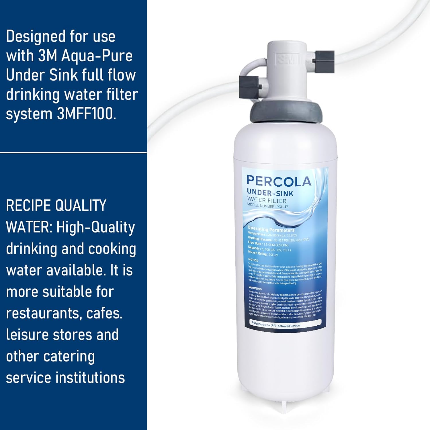 3MFF101 Under Sink Water Filter, Replacement for Under Sink Full Flow Filtration System 3MFF100, 70020249663 6,000 Gallons (1 Pack)