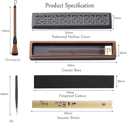 Miniatura 7 de CEREMONY Soporte de incienso para palos, soporte de cerámica para atrapascenizas, soporte de incienso Timkburner para meditación, yoga, spa,