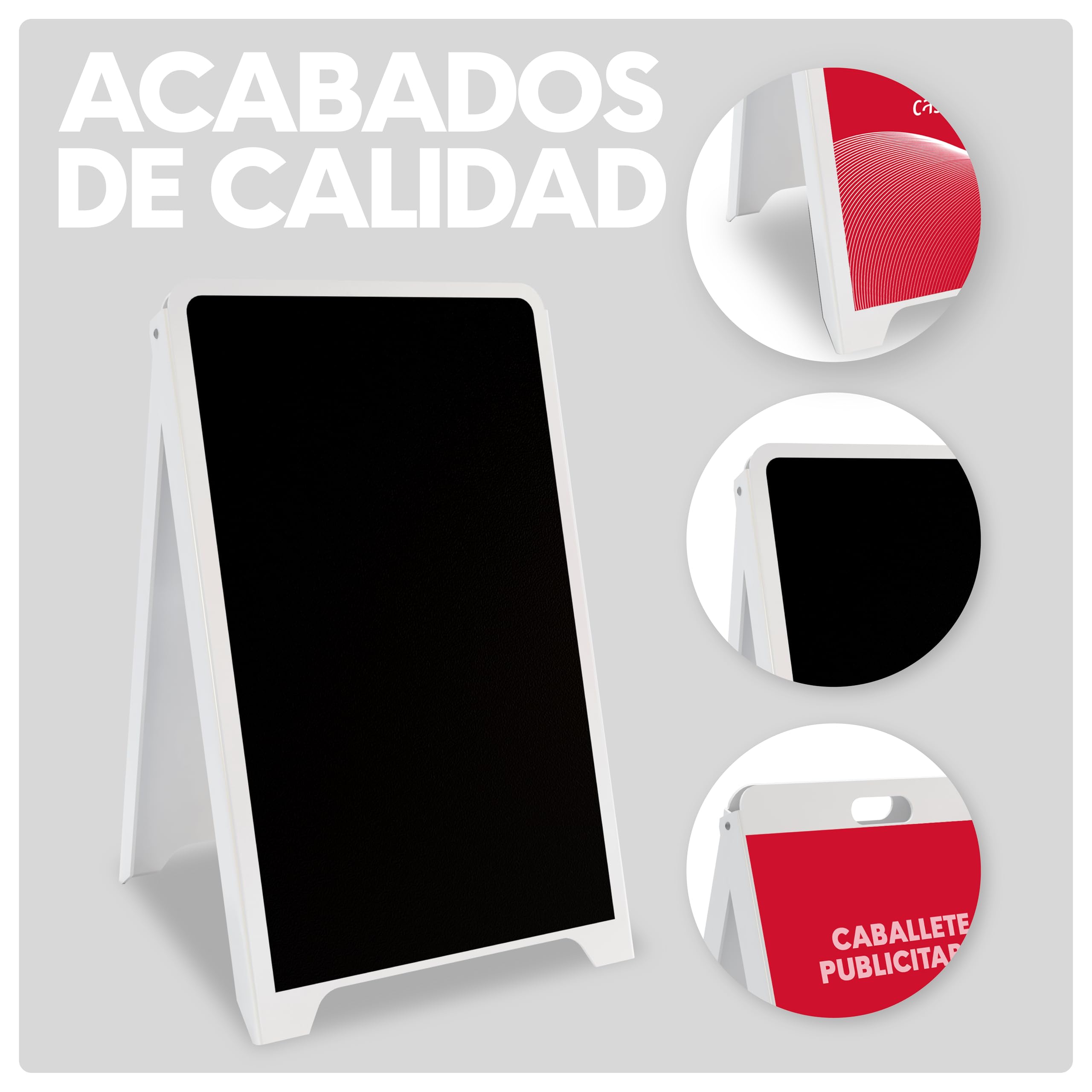 Caballete Publicitario de Plástico Con Pizarra | Medidas 480x815 mm | Expositor Doble Cara para Carteles | Caballete de Acera Económico para Anuncios y Promociones