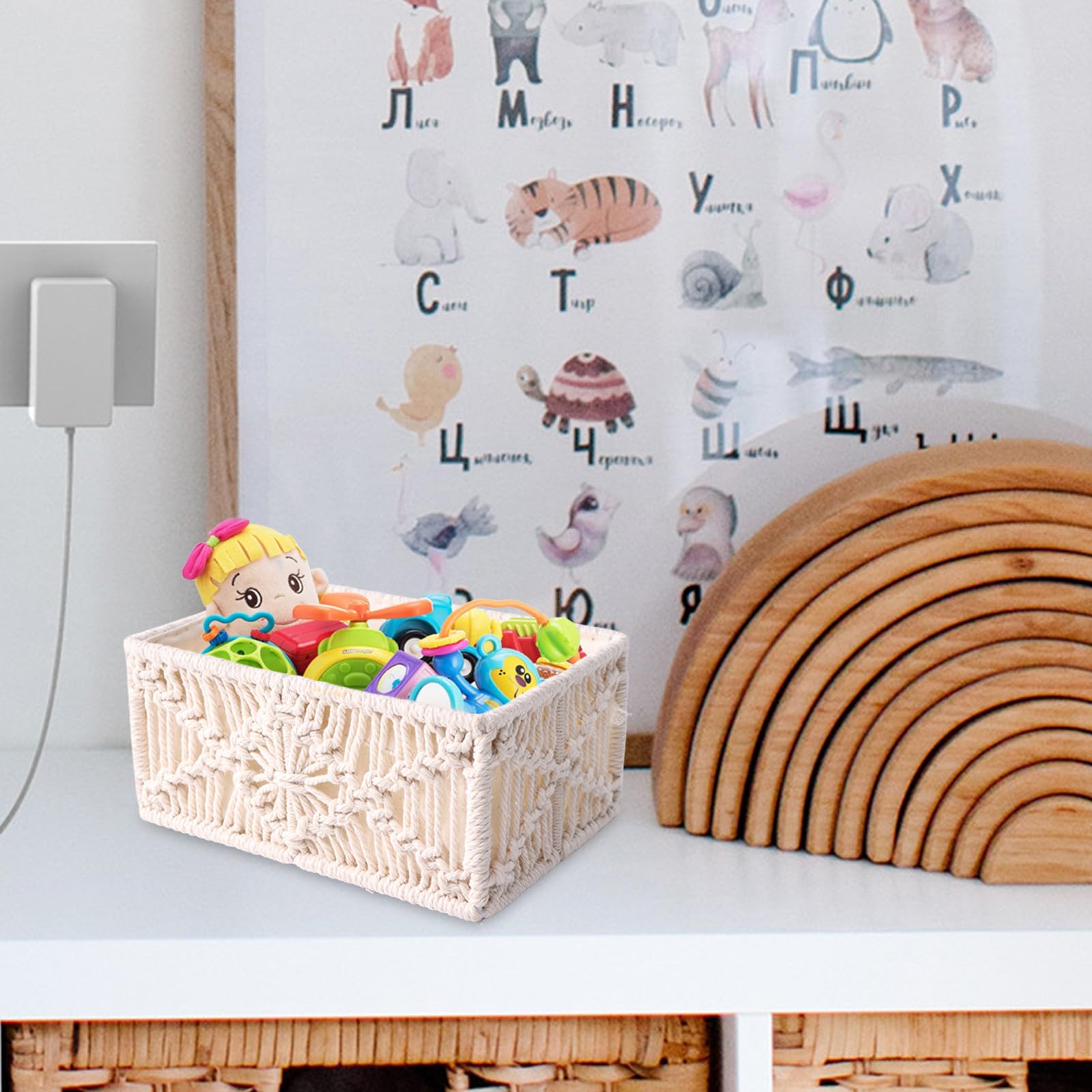 4 Stück Makramee Aufbewahrungskorb, Boho Geflochten Geschenkkorb, Handgemachte Gewebte Dekorative Arbeitsplatte Schrank Organizer Für Badezimmer-WC-Arbeitsplatte