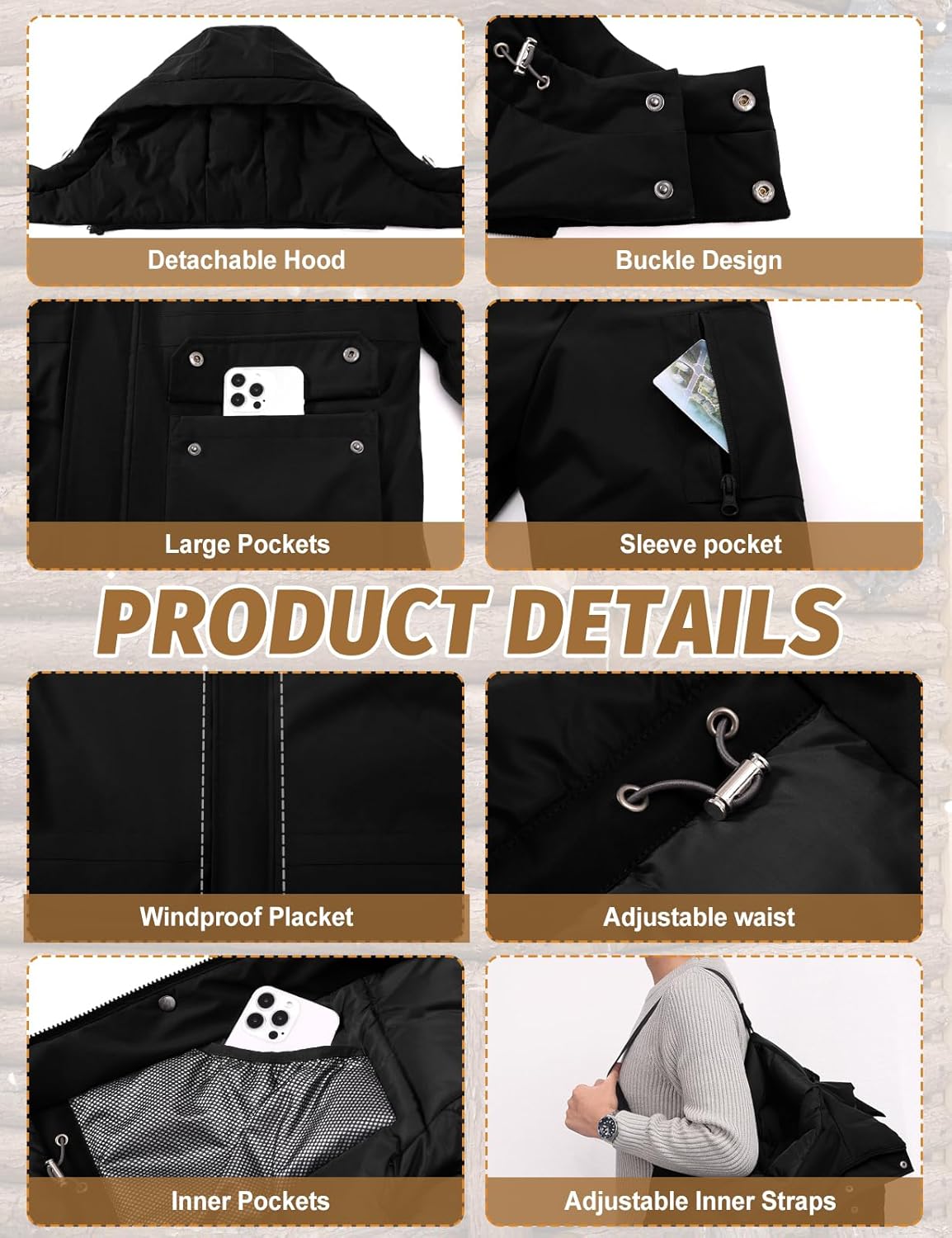 HEEKPEK Mens Winter Coats Long Parka Puffer Jackets Water Repellent Windbreaker Insulated Thicken Puffy Jacket with Hood - Image 5