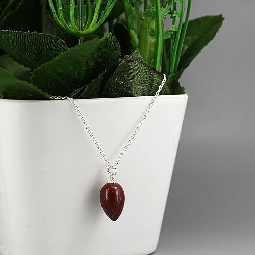 Miniatura 3 de Collar con colgante natural, gota de rocío de 0.394 x 0.591 in, cadena ajustable de plata de ley 925 de 16 + 2 pulgadas