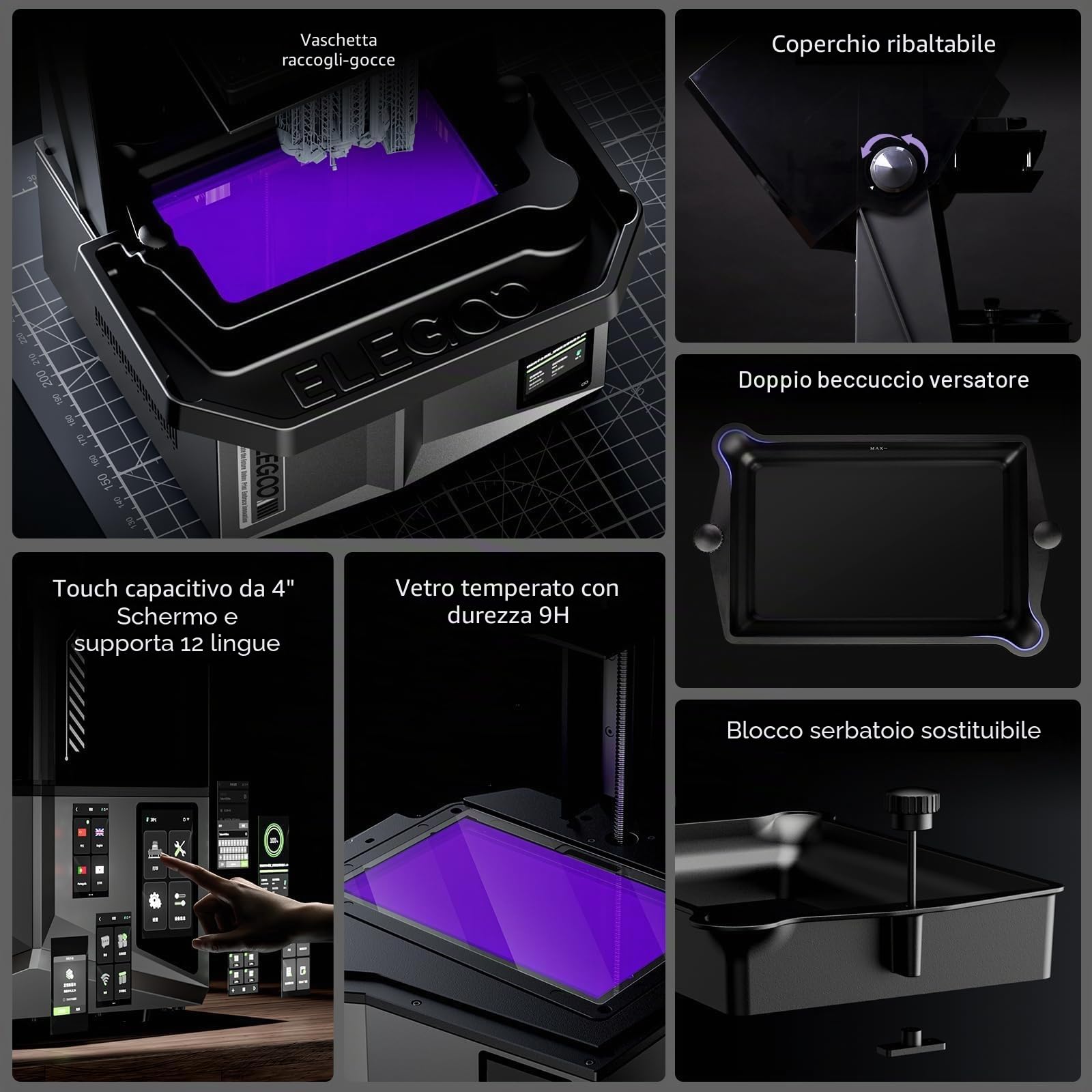 ELEGOO Saturn 4 Ultra Stampante 3D, Stampante in Resina Intelligente con Stampa Rapida, Monitoraggio AI, Telecomando, Grandi Dimensioni di Stampa 218.88x122.88x220 mm³