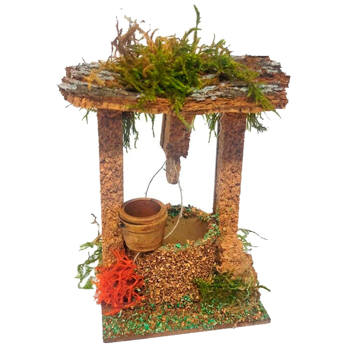 Tradineur - Figura de Pozo para belén - Fabricado en Corcho -Adorno Divertido para Nacimiento, Navidad, decoración Tradicional - 11,5 cm