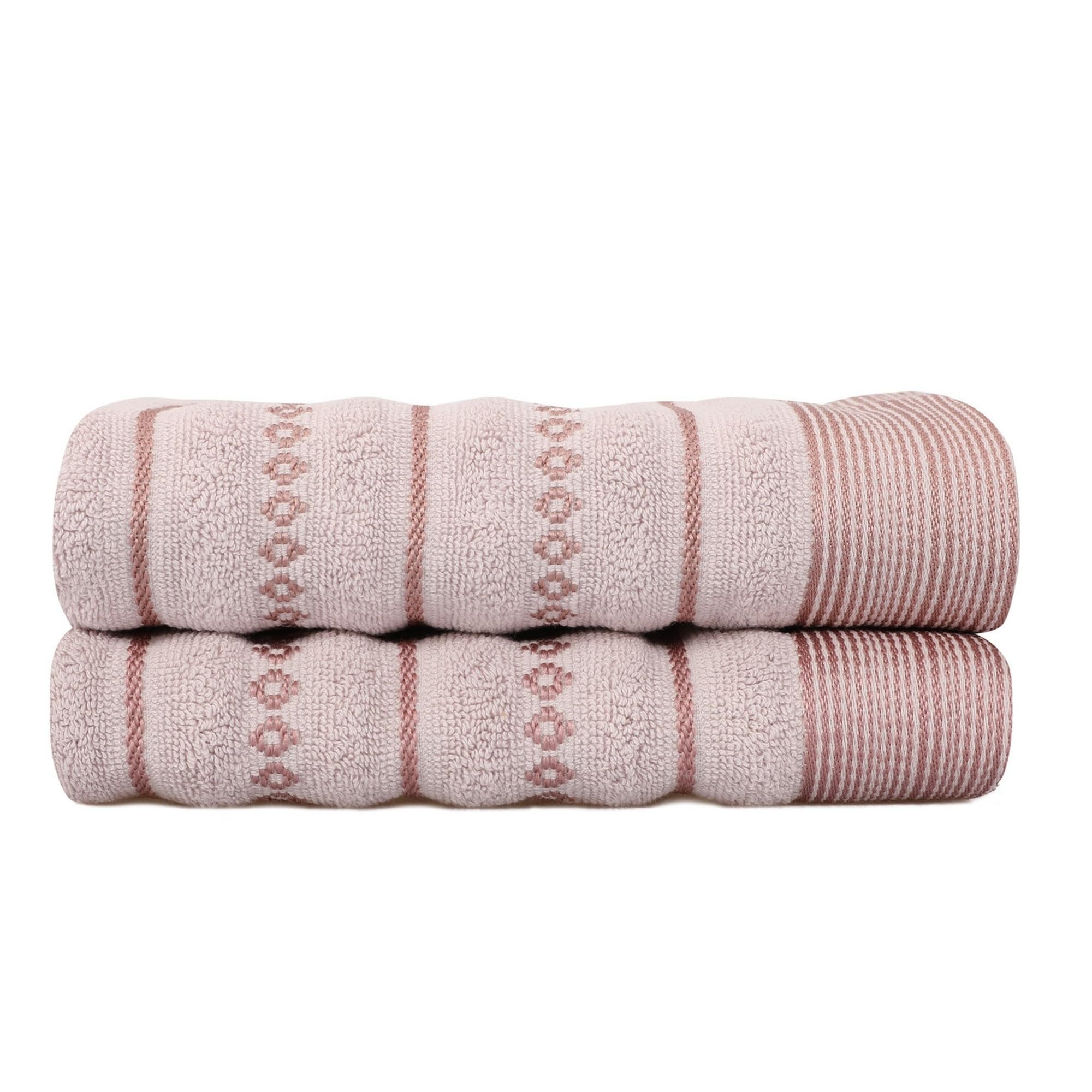 WELL HOME MOBILIARIO & DECORACIÓN Hand Towel Set (2 Piece) Pink and Brown, Brown Pink, 50x90 - Image 3