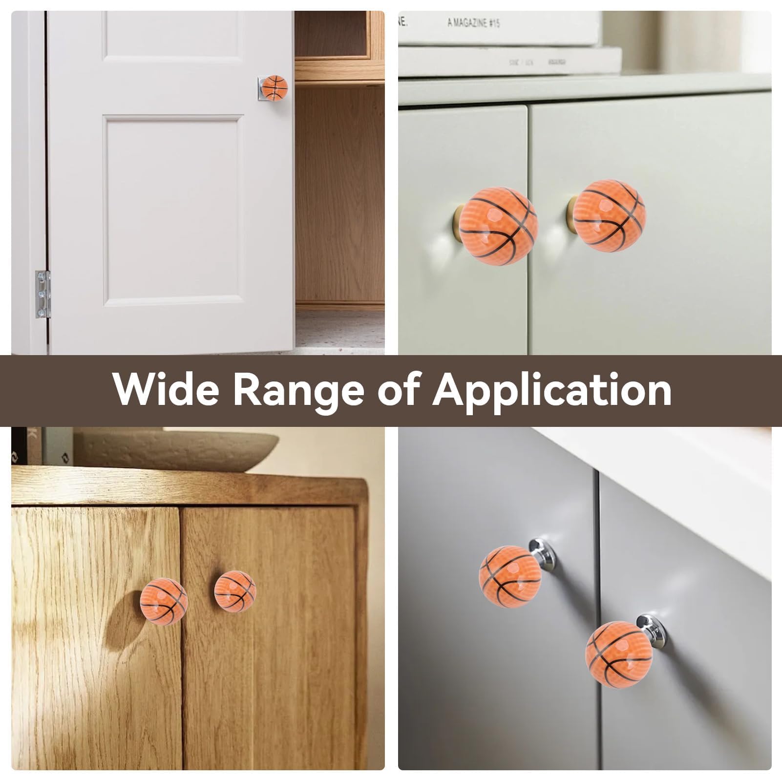 Cyrank Basketball-Schrank-Schubladen-Türgriffe, 6er-Set, Kugeltyp, Einzelloch, für Kinder, Kommoden, Schubladen, Schreibtischgriffe, Sport, Kinderzimmer, Küche, Schlafzimmer, Dekoration