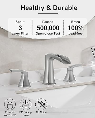 Miniatura 9 de Grifo de cascada de latón, grifo de fregadero de baño de bronce aceitado, grifo de baño generalizado de 5 a 16 pulgadas, grifos de baño de 2 manijas