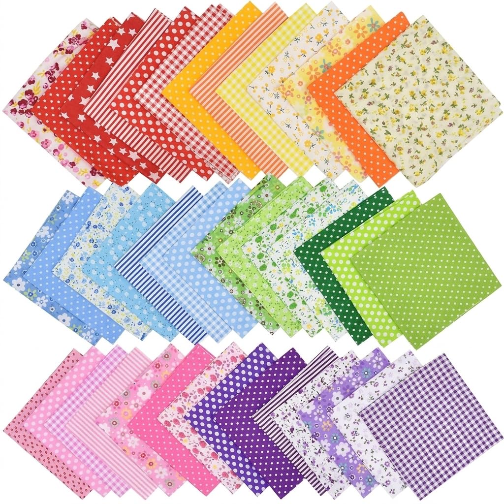 PATPAT® Quilting Cotton Fabric Squares Pre Cut Floral Fabric Set | Soft breathable pure cotton fabric supports smooth cutting and sewing for long term repeated craft making-image-47