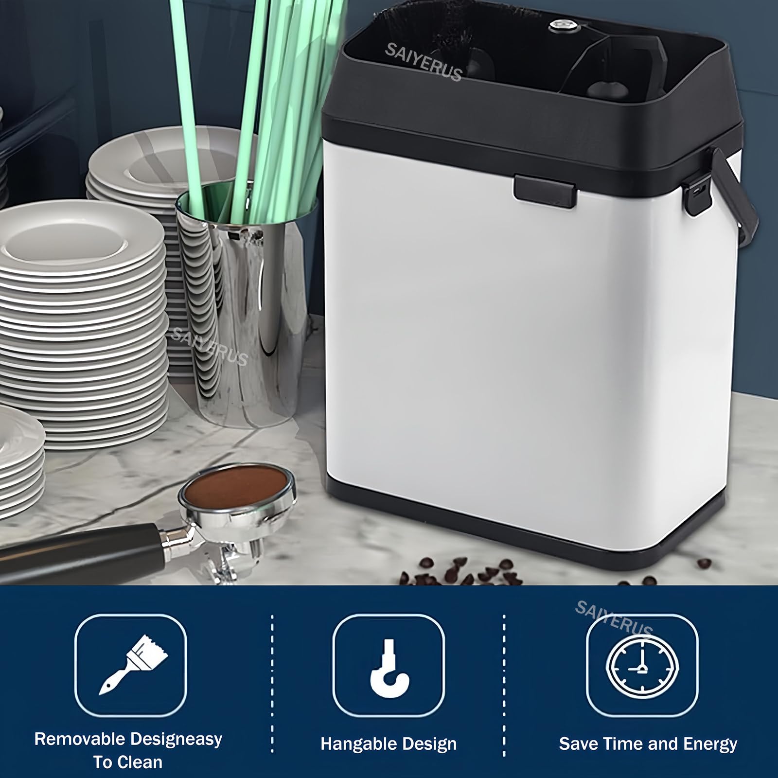 Limpiador de portafiltros eléctrico, máquina comercial de 150 W de 58 mm, 300 RPM con 2 raspadores y 1 cabezal de cepillo para limpieza de café en casa, cafetería, restaurante