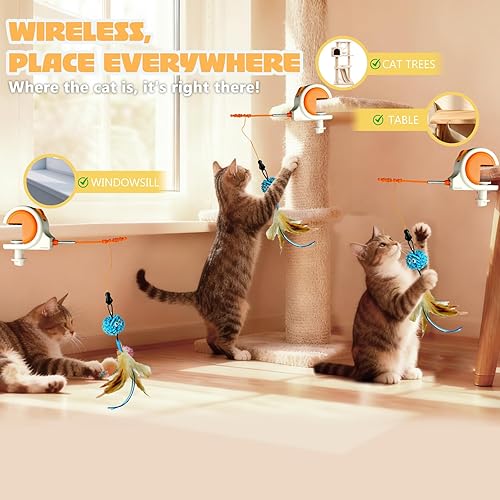 Miniatura 6 de Juguetes interactivos para gatos de interior, juguete eléctrico automático de plumas de pájaro volador, el mejor juguete de estimulación de