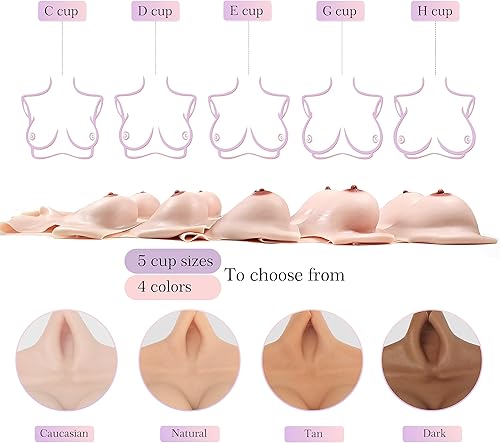 Miniatura 4 de ROANYER Formas de pecho de silicona con forma de este oeste, pechos falsos para crossdresser transgénero Cosplay Drag Queen conjunto ancho