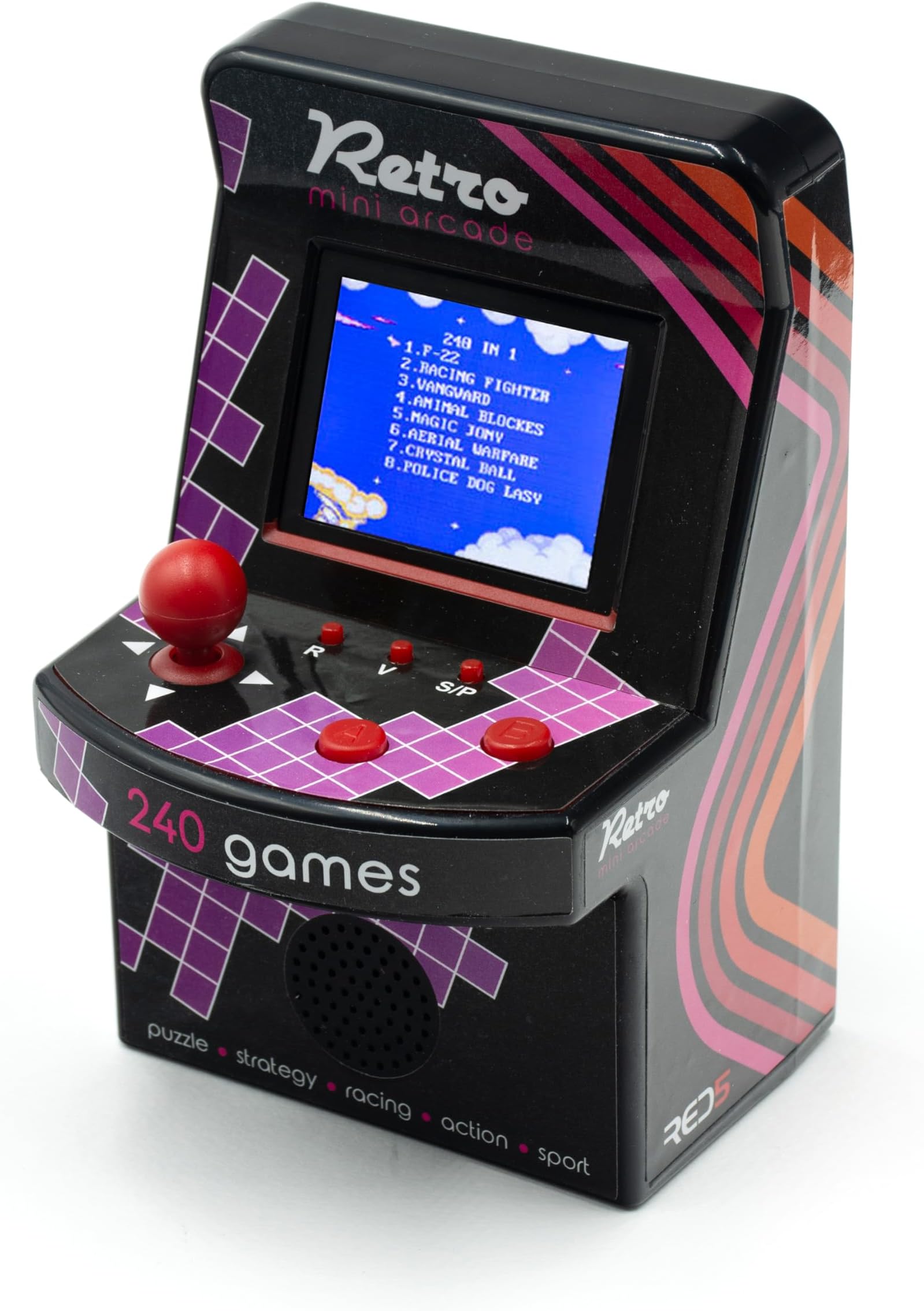 RED5 Retro Mini Arcade 240 Inbuilt 8-Bit Style Electronic Games Desktop Machine